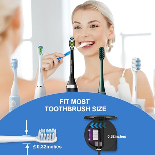 UV Toothbrush Sanitizer Holder, Toothbrush Sanitizer and Holder Cover Caps with Fan Drying, Rechargeable Portable Toothbrush Cleaner Case Fits Most Electric and Manual Toothbrushes (Black)