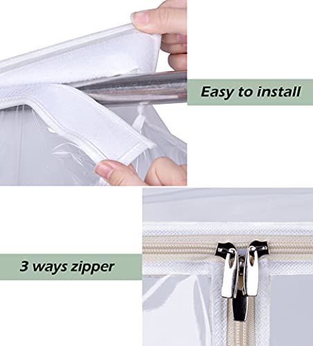 43" Hanging Garment Bags for Closet Storage Large Clear Window Hanging Clothes Storage Garment Rack Cover Coat Protector for Suit, Wardrobe, Bottom Enclosed