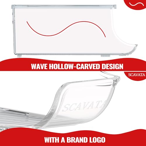 SCAVATA 2 Pack Stackable Refrigerator Organizer, Soda Can Dispenser Pop Cans Container Beverage Holder with Lid for Fridge, Freezer, Kitchen, Clear Plastic Storage Bins-Holds 10 Cans Each