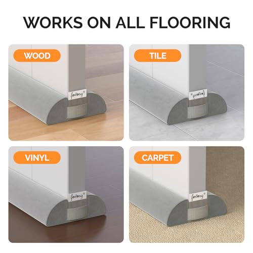 fowong Door Draft Stopper 36" Adjustable Under Door Draft Stopper Soundproofing 30 Inch to 36 Inch Triangle Noise Blocker Seal Large Gap up to 1.7", Easy to Install Grey