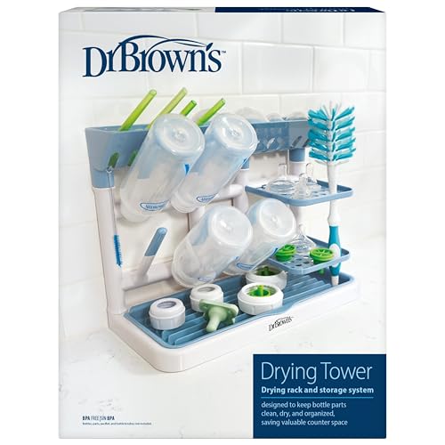 Drying Tower, Stand-Up Drying Rack, Countertop Bab... (Blue/White | Plastic)