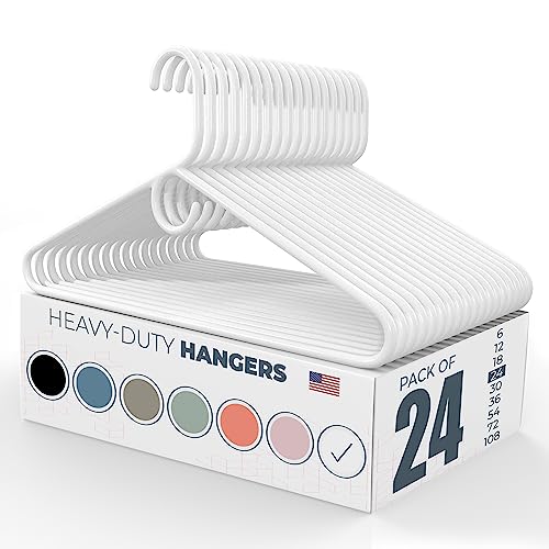 Heavy Duty Clothes Hangers 20 Pack (24 Count) – Ma... (White)