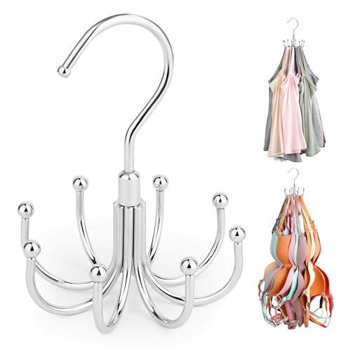 2 Pack Tank Top Hanger, Rotating Bra Organizer for... (2 Count | Silver | Metal)