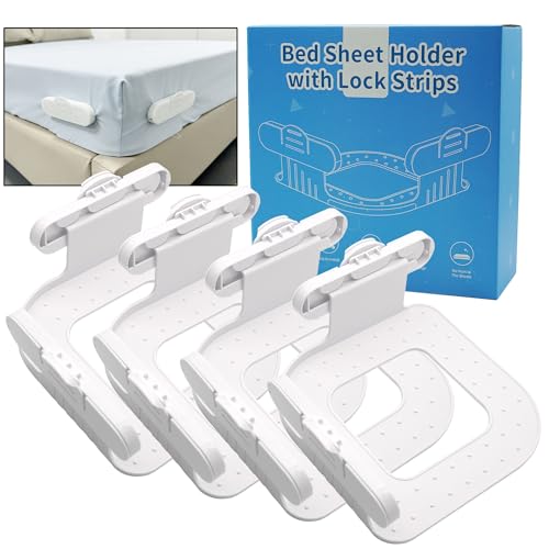 Bed Sheet Holders for Corners, 4 Pcs Lock Fitted S...