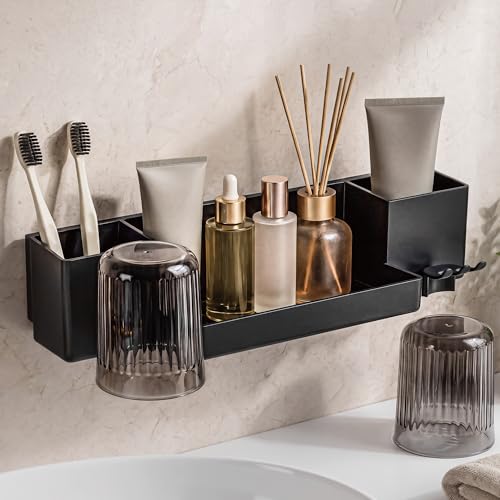Tooth Brush Holder for Bathroom,Toothbrush Holders Wall Mounted,No Drilling Waterproof Electric Toothbrush Storage Rack, Toothbrush Organizer,Black