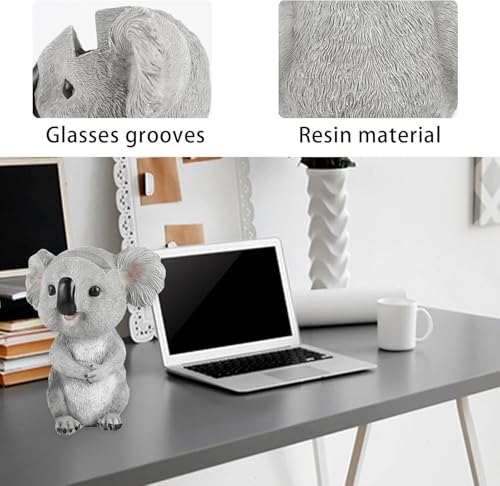 Koala Eyeglass Holder Stand for Office Desk Home Decor | Cute resin animal display stand, holds glasses/sunglasses securely, home office desk decor, funny gift for glasses wearers