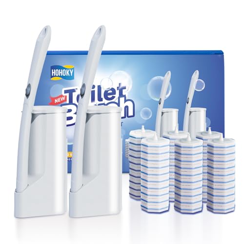 Disposable Toilet Brush Cleaning System, Two Sets... (2 Count | White | Plastic)
