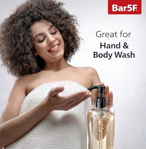 Bar5F Empty Pump Bottles 32 oz. (1-Liter) BPA-Free Crystal-Clear USA 2-Pack | Large Refillable Containers for Shampoo, Conditioner, Body Wash, Lotion, Gel, Laundry Detergent, Hand Soap