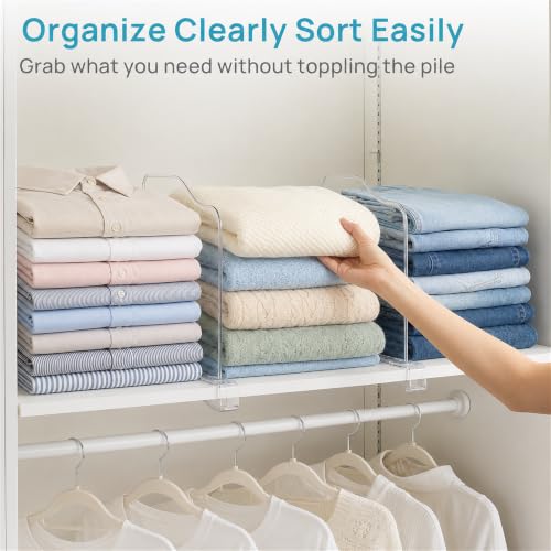 Vtopmart 12" Extra Tall x 11.7" Deep Shelf Dividers, 12 Pack | For Closet Organization, Maximizes Closet Vertical Space, Easy to Install, Fit Deep Shelf Thicknesses From 0.4" to 1.35"