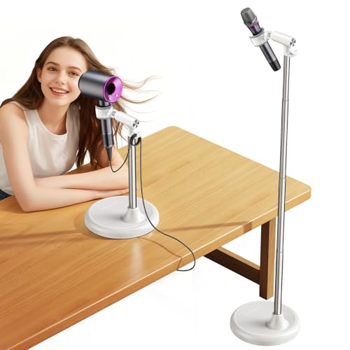 Hair Dryer Stand Holder Hands Free, 360° Blow Drye... (White)
