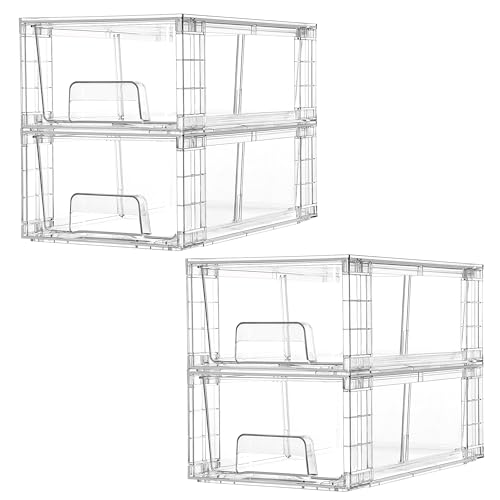 4 Pack Stackable Storage Drawers,Clear Acrylic Dra... (clear | Plastic)