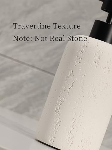 2 PCS Hand Soap Dispenser Set, 13.53 OZ, Cream, Faux Travertine | Luxurious,Dish Soap,Lotion,Shampoo and Conditioner Dispenser,Refillable,Rustproof Pump,For Bathroom Countertop Kitchen