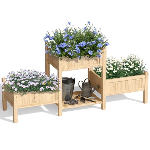 Extra Large Wooden Raised Garden Bed with Legs & S... (Natural | Wood)