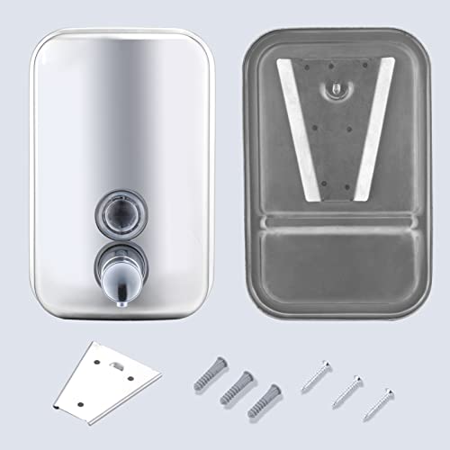 Commercial Soap Dispenser Wall Mount Stainless Steel, 17 fl.oz. | 500ml Manual Liquid Pump Rust-Proof Leak Free for Bathroom