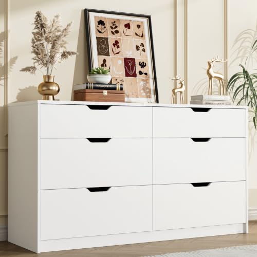 Dresser for Bedroom, 47.2" Modern Wood Chest with... (White | Engineered Wood)
