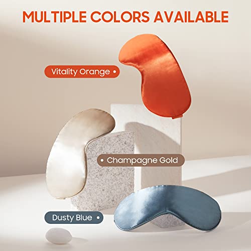 Sleep Mask, 100% Mulberry Silk, Vitality Orange | 6A Mulberry Silk, lightweight breathable, hyaluronic acid infused, full light blocking, adjustable strap, luxury gift set