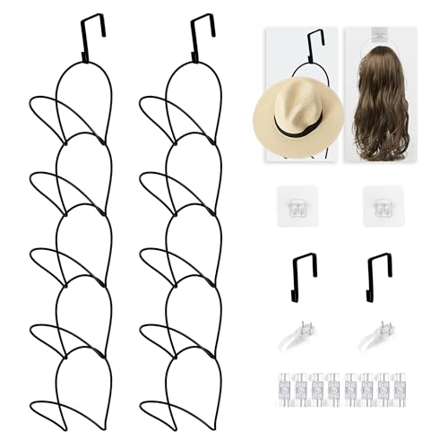10 Pack Hat & Wig Stand Organizer for Multiple Wig... (black | Iron)