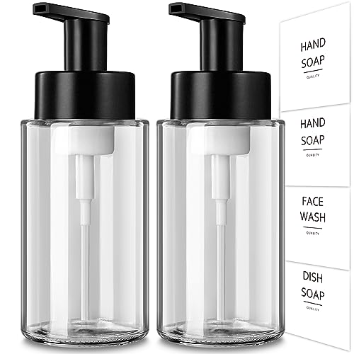Foaming Soap Dispenser, 10 oz/300ml Foaming Hand S... (2 Count | Clear Bottle | Glass)