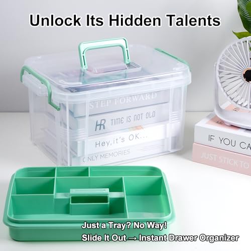 HEY FOLY 15qt Clear Medicine Organizer Storage Box with Tray, Plastic First Aid Box Empty, Thickened Medicine Container Chest, Multipurpose Medical Case with Labels, Medicine Caddy with Lids Handles