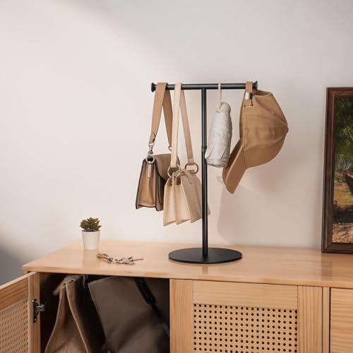 niffgaff 2 Pack 15‘’-24‘’ T Bar Purse Display Stand Tabletop: Adjustable Height Handbag Holder, Countertop Hanging Rack for Long Necklace Scarf Lanyard, Black
