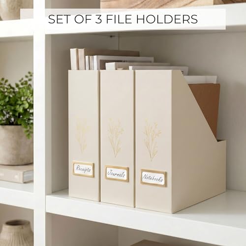 ZICOTO Beautiful Magazine Holder Set Of 3 - Sturdy File Holder to Organize Your Desk Or Shelves - The Perfect Office Storage to Effortlessly Organize Your Paperwork/Files, Magazines, Books Or Binders