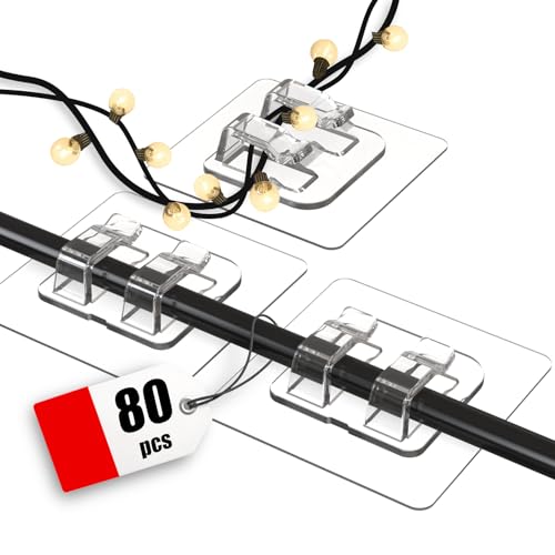 Hooks for Outdoor String Lights, 80 Pack Heavy Dut... (80 Count | Clear | Vinyl)