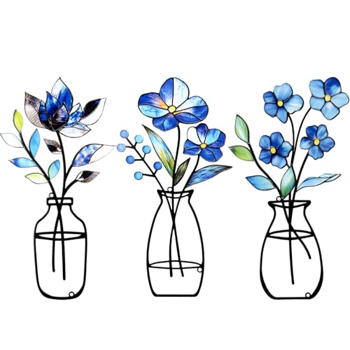 3 Pcs Metal Vase Wall Arts,Iron Art Painting,Rusti... (Set D | Metal)