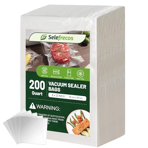 Vacuum Sealer Bags, 200 Quart BPA Free 8x12 Inch V... (200 Count | Transparent)