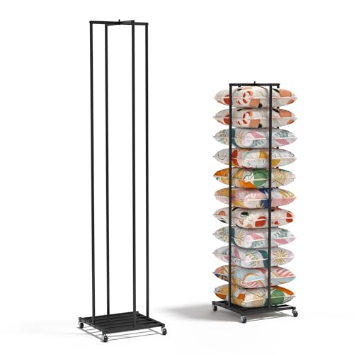 Rolling Pillow Storage Rack Organizer, Metal Pillo... (Black | Metal)