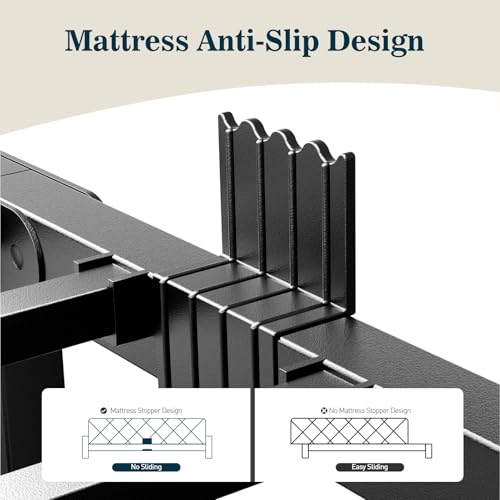 King Size Bed Frame,14 Inch 3500LBS Heavy Duty Metal Platform No-Squeaking | Headboard Compatible, No Box Spring Needed, Mattress Retainer, Round Corner Legs, Under-bed Storage, Easy Set-up,For Bedroom