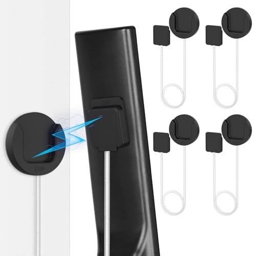 YYILIS 8.5Ft 4 Pcs Magnetic Remote Control Holder, Stretchy Remote Control Tether Wall Mount with Leash and Strong Double N52 Magnets for TV/AC/Light/Fan, Home & RV Organizer Supply