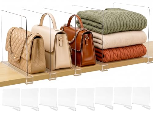 Shelf Dividers Purse Organizer for Closet: Acrylic... (8 Count | Clear:8-pack | Acrylic)