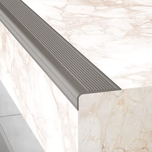Rubber Bond Stair Edge Protector (Pack of 5) 36x2x1 inch Anti-Slip Stair Corner Trim Rubber Strips - Waterproof Self-Adhesive Staircases for Outdoor & Indoor Uses | Protect Kids & Pets - Grey