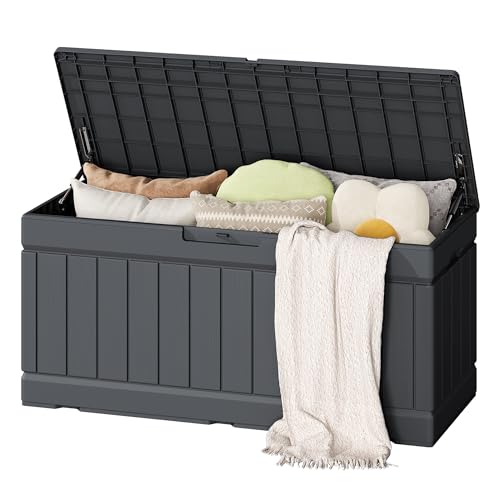Outdoor Storage Box 80 Gallon Resin Waterproof Dec... (Grey | Resin)