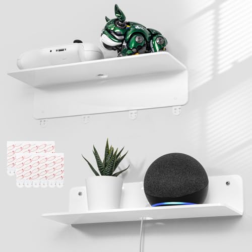 White Acrylic Floating Shelves Set of 2 - Damage F... (2 Count | Glossy White | Acrylic)