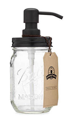 Mason Jar Soap Dispenser - Black - 16 oz Ball Maso... (Clear, Black | Stainless Steel)