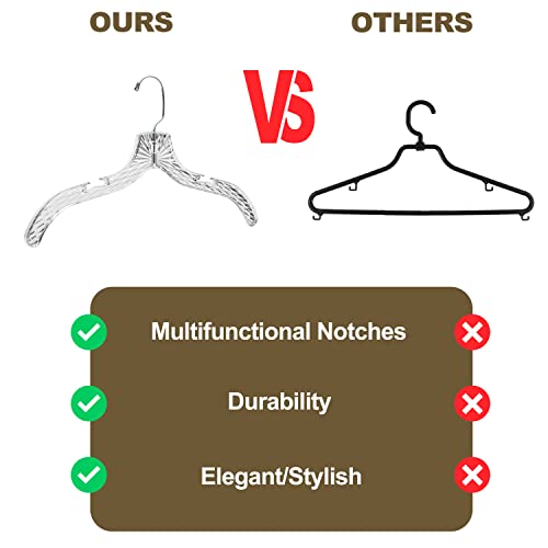Quality Clear Plastic Hangers 24 Pack - Crystal Cut for Shirts, Suits, Coats, Dresses Hangers, Heavy Duty & Nonslip Design with Swivel Hook, 17 inches