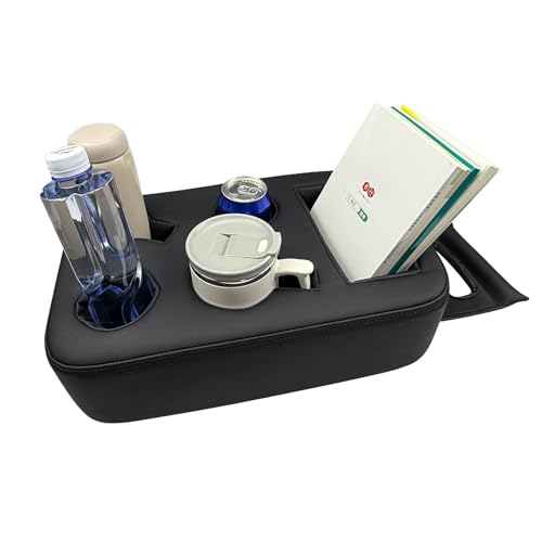 Xaido Car Back Seat Cup Holder, PU Leather Couch Sofa Bed Cup Holder Expander Tray, Boat Tray, Organizer for Trucks, Minivans, SUVs, RVs, Vehicles, Holds Drinks, Snacks, Cell Mobile Phone
