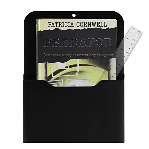 Marbrasse 2 Pack Magnetic File Holder - Paper Holder, Pocket Organizer,Hanging Wall File Organizer Office Supplies Storage, Magazine Mail Organizer Case for Notebooks,Planners,Letter (Black)