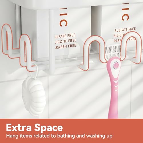 Shower Caddy Adhesive, Rustproof Shower Organizer, Wall Shower Rack | Large Capacity Shower Shelves for Inside Shower, No Drill Shower Storage, Shampoo Shower Holder, Bathroom Shower Shelf