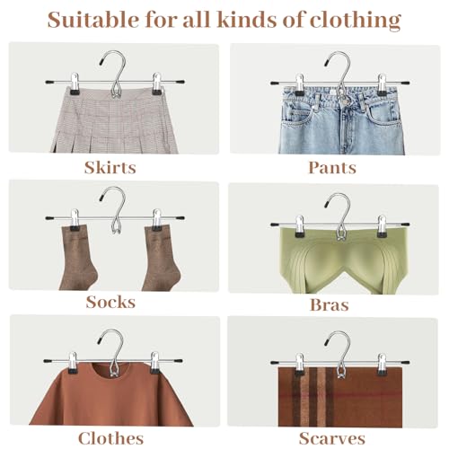 Pants Hangers Space Saving,Stackable Skirt Hangers with Clips, Hanging Closet Organizer and Storage,Clothes Hangers, College Dorm Essentials Apartment Essentials- 16 Pack