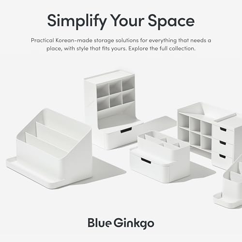 BLUE GINKGO Desk Organizer, Office Supplies, Blue, Made in Korea | Multi-Compartment. Adjustable. Everyday Storage.