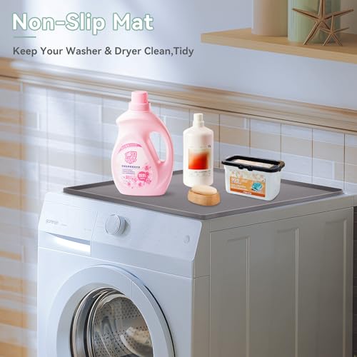 Garolue Washer and Dryer Top Protector Mat,23.6“ x 19.7" Silicone Rubber Mat for Laudry Machine & Dryer,Non Slip Heavy Duty Waterproof Washable Top Cover Pad for Home Kitchen Laundry Room