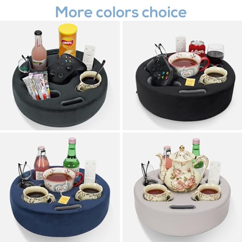 Couch Cup Holder Pillow - Cup Glass Cozy Pillow | Couch Caddy Sofa Bed Buddy Holds Drinks, Snacks, Remote, Phones, Tablet. Keep Drinks Stand and Prevent Spills for Car, Park, Beach, Picnic.(Navy)