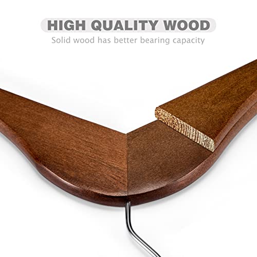 HOUSE DAY Premium Wooden Hangers 30 Pack, 17.5" Smooth Wood Clothes Hangers | with Non-Slip Pants Bar, Shoulder Notches, 360° Swivel Hook for Suits, Coats, Shirts and Dresses, Walnut