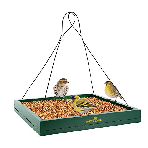 Bird Feeder Hanging Tray, Bird Feeders for Outdoor... (Green | Wood)