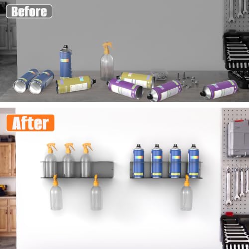 TORACK Spray Bottle Holder Wall Mount, 2-Pack Spray Can Rack for Garage | Workshop & Utility Room Aerosol Can Storage Holder
