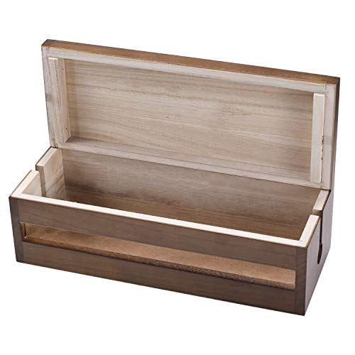 Changsuo Cable Management Box Wooden Cord Organizer Box for Extension Cord Power Stripe Surge Protector Wire Management Concealer Cover Hider for Desktop Home Office Kitchen (Brown)