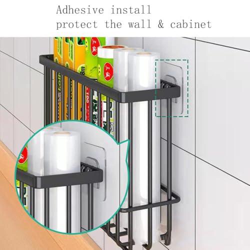 2 Piece Kitchen Cabinet Door Storage Box,Self Adhesive Wall Mounted Storage Boxes,Wardrobe/Bathroom/Refrigerator Small Items Organizer Storage Box (Black)