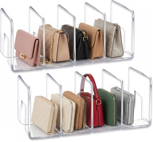 Clear Acrylic Purse Organizer for Closet, 3-4 Sect... (2 Count | Transparent | Plastic)